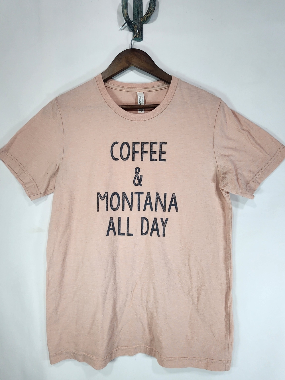 Bella Canvas Men's Graphic Tee - Light Pink with Black Print